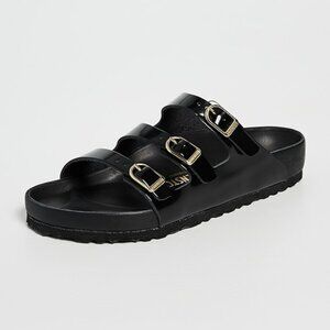 NEW Birkenstock FLORIDA  Exquisite Leather Black Sandals 41 Womens 10